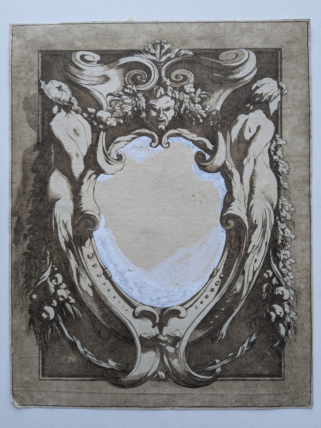 Design for a cartouche with two figures