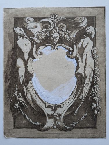 Design for a cartouche with two figures — Unknown