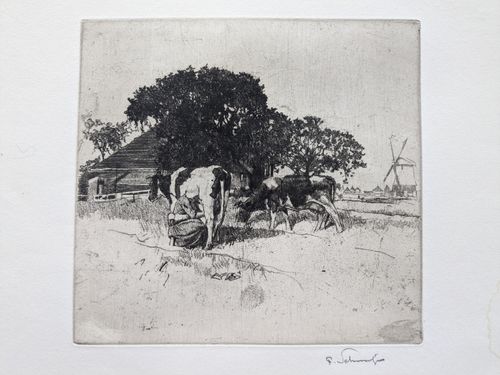Cattle and windmill — Ferdinand Schmutzer