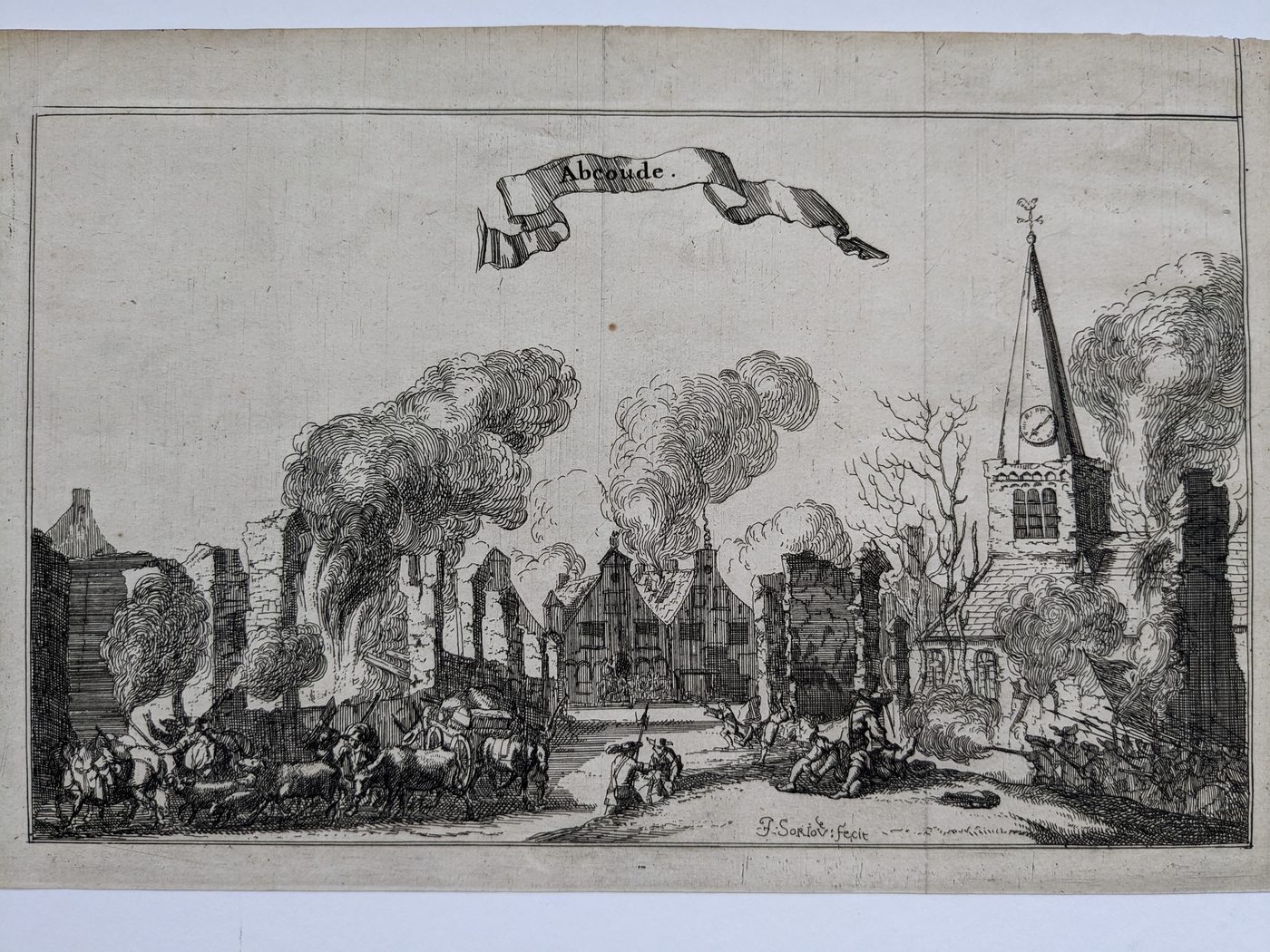 “Abcoude, verwoest door de Fransen in 1672”