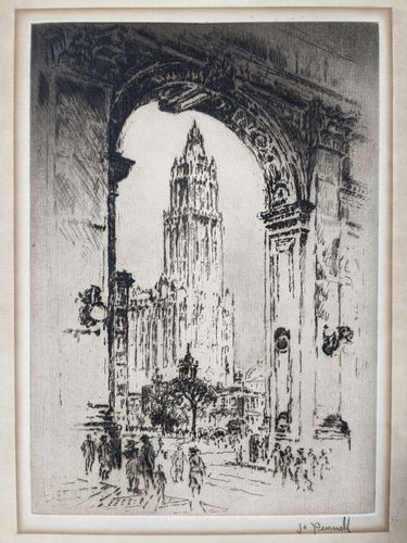 The Woolworth through the Arch — Joseph Pennell