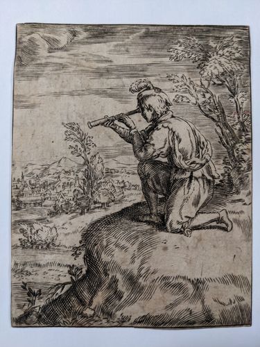 Man using a spyglass — Unknown