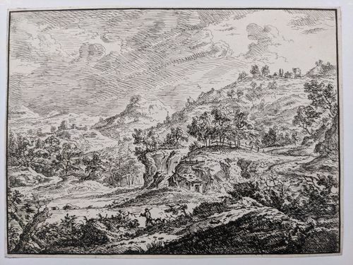 Landscape with a rural house next to a waterfall — Peter von Bemmel