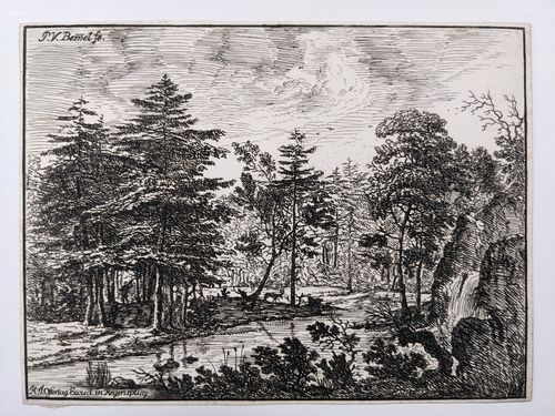 Landscape with a stream running through a forest — Peter von Bemmel