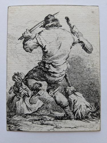 Dancing Man, Holding a Violin, Seen from Behind (2nd Suite of Soldiers) — Philippe Jacques Dr Loutherbourg