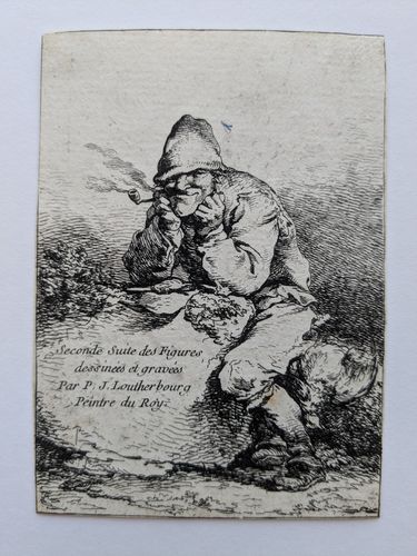 Seated Man Smoking a Pipe (2nd Suite of Soldiers) — Philippe Jacques Dr Loutherbourg