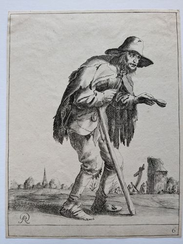 A male beggar with a crutch… — Pieter Quast