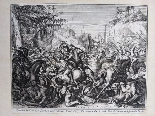 Opening and slaen der Turken aent Weener Wald — Romeyn de Hooghe