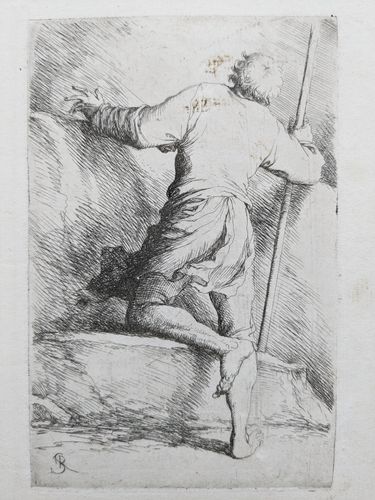 Man with Staff Seen from Behind (”Figurine”) — Salvator Rosa